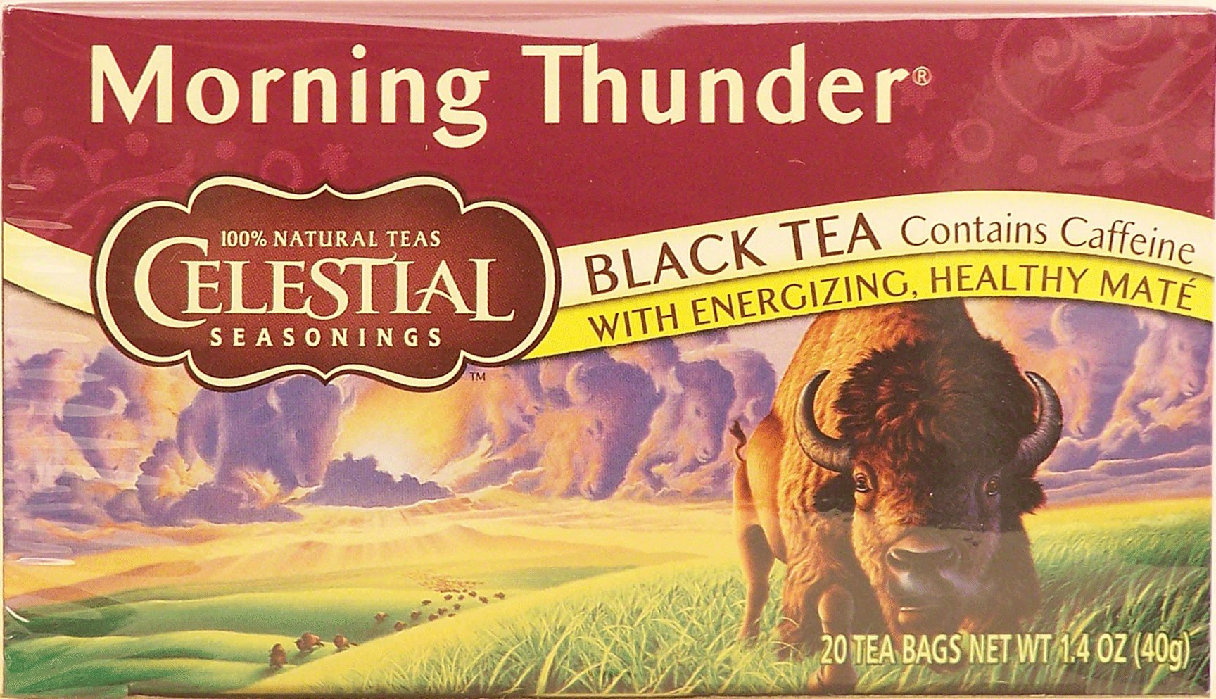 Celestial Seasonings Morning Thunder black tea with energizing, healthy mate, contains caffeine, 20-bags Full-Size Picture